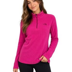 The North Face Womens M Pink Fleece 1/4 Zip Pullover Jacket Lightweight Outdoor